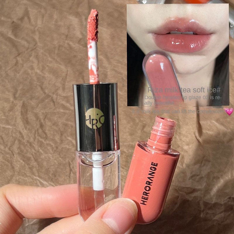 HERORANGE Double Ended Lip Gloss Transparent Mirror Surface Moisturize Moisturizing Water Proof Not Easy To Fade Lip Glaze Lipstick