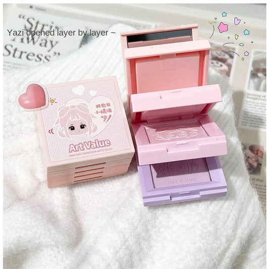 Art Value Cute Girl Blush Matte Contouring Brighten Nature Water Proof Lasting A Box of Four Colors Blush