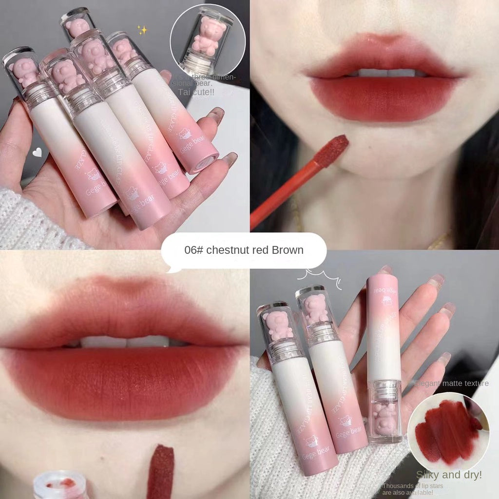 Gege Bear Cute Bear Lip Gloss Moisturize Moisturizing Lasting Waterproof Not Easy To Fade Portable Nature Lipstick