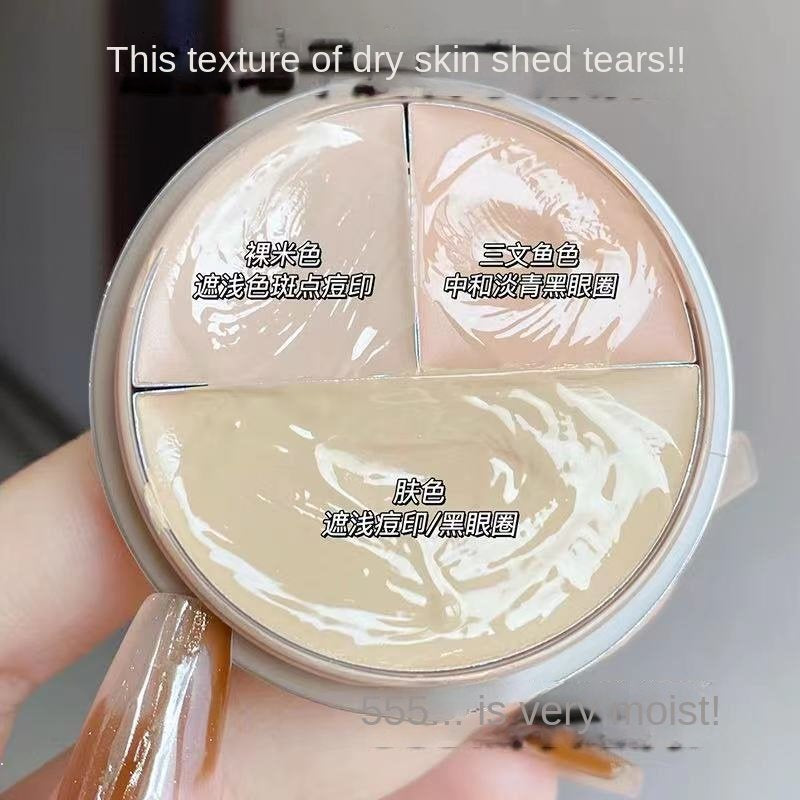 SWEETMINT Tricolor Concealer Moisturize Moisturizing Lasting Water Proof Cover Up Dark Circles Acne Marks Spots Nasolabial Law Pattern Brighten Concealer