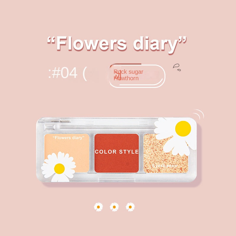 Tricolor Eyeshadow Transparent Little Daisy Matte Pearlescent Sequins Shiny Water Proof Eyeshadow Palette