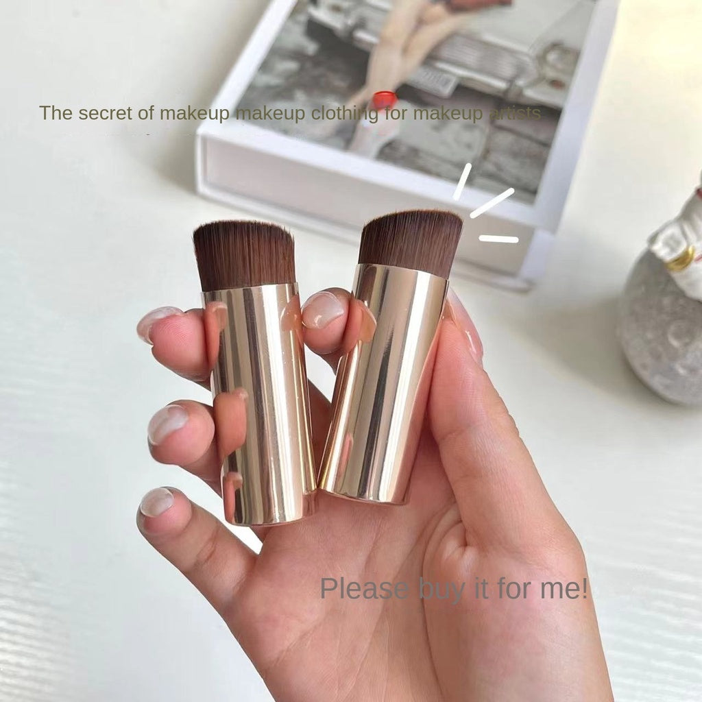 Foundation Brush  Aluminum Tube Oblique Head Easy To Apply Base Makeup Mini Portable Beginner Makeup Brush