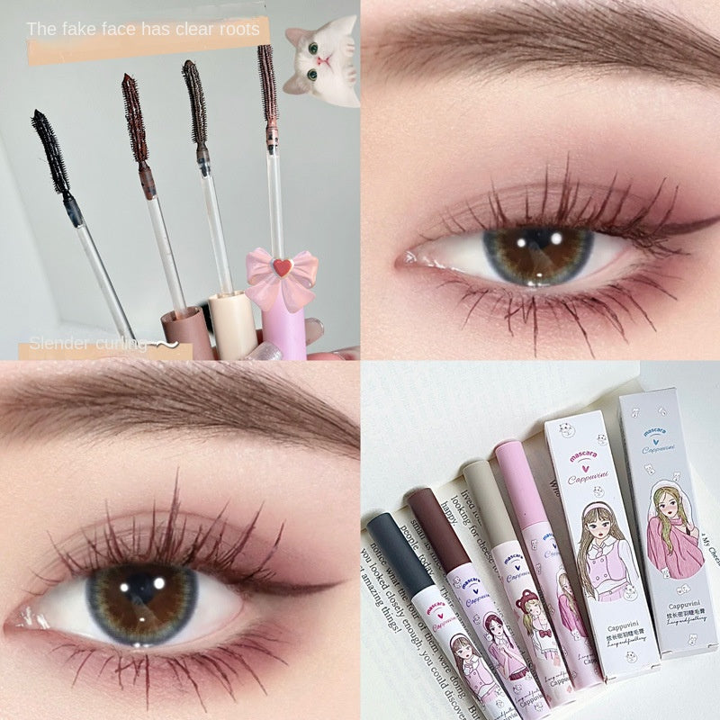 Cappuvin Little Girl Mascara Curl Lengthening Brown Beautiful Makeup Long-wearing Volumizing Water Proof Lasting Mascara