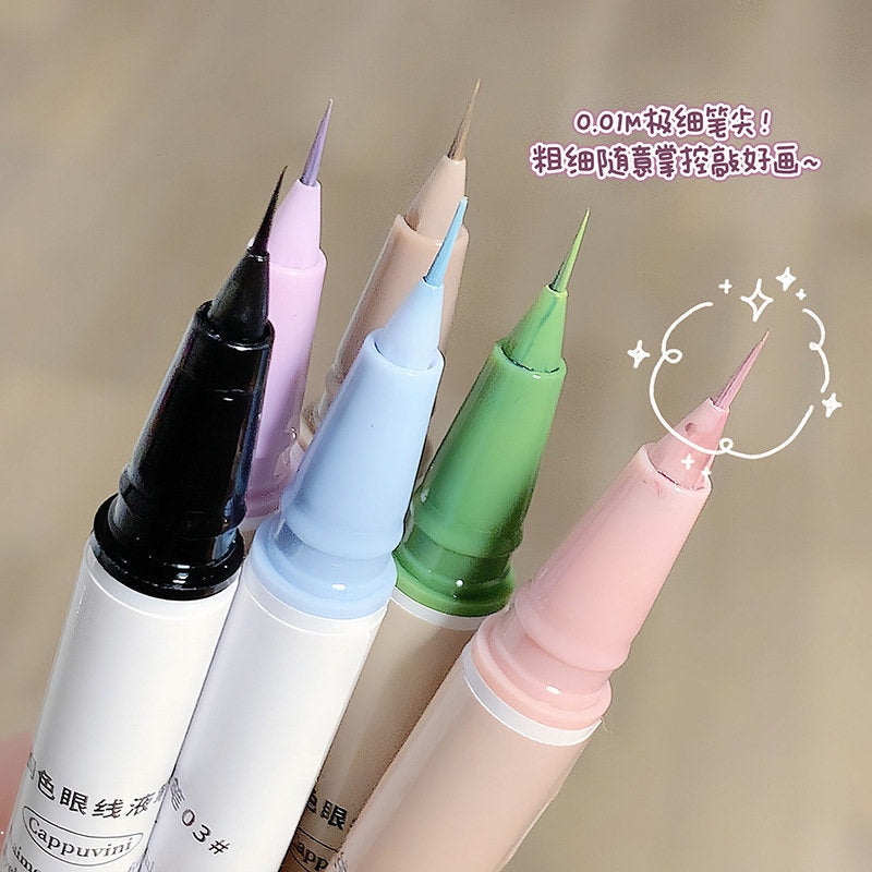 CAPPUVINI Cute Bear Colored Eyeliner 0.01mm Ultra Thin Eyeliner Water Proof Lasting Liquid Eyeliner