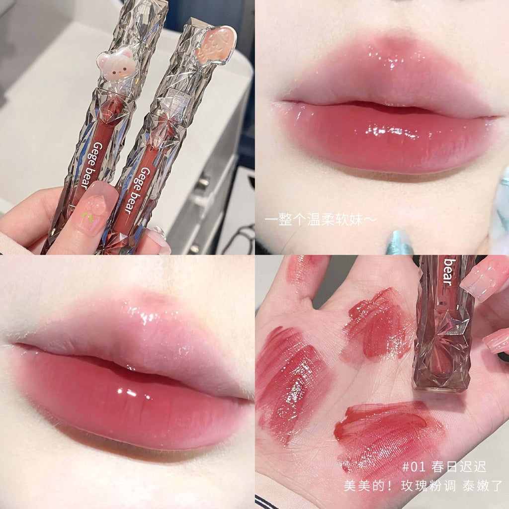 Gege Bear Mirror Surface Lip Gloss Moisturize Water Proof Not Easy To Fade Lasting Lipstick