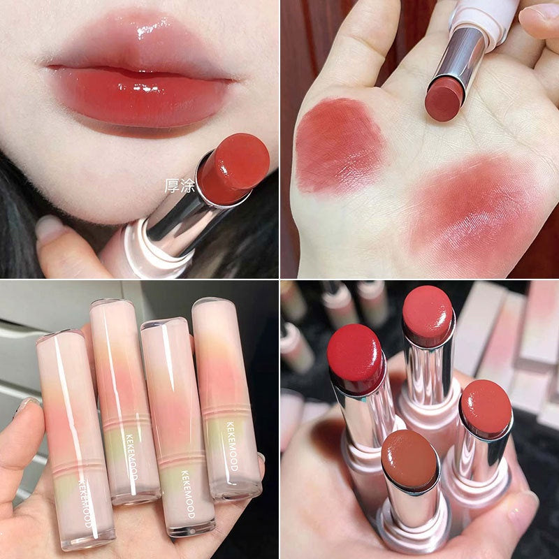 Kekemood Lipstick Colored Round Tube Mirror Surface Moisturize Moisturizing Water Proof Lasting Nature Lip Gloss