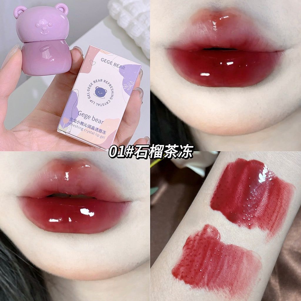 Gege Bear Cute Little Bear Lip Gloss Mirror Surface Moisturize Moisturizing Water Proof Lasting Lipstick