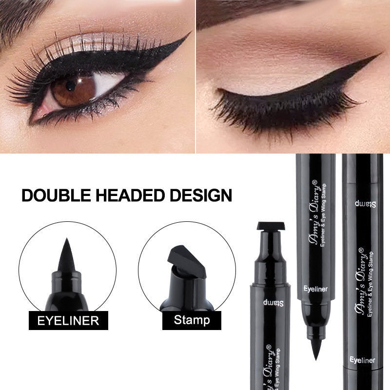 Eyeliner Double Head Triangle Water Proof Quick Drying Novice Portable Eye Makeup Liquid Eyeliner