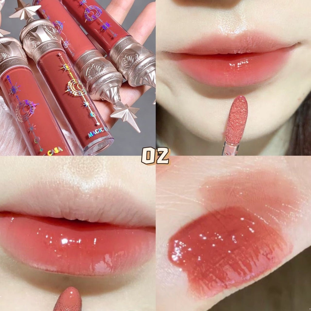 MAGIC CASA Little Stars Mirror Surface Lip Gloss Moisturize Lasting Not Easy To Fade Fast Film Formation Lip Gloss