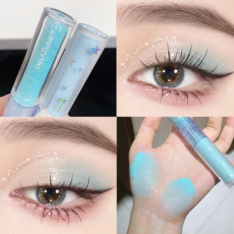 Cappuvini Double Head Liquid Eyeshadow Water Proof Super Flash Pearlescent Blue Green Eye Shadow