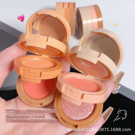 HUDAMOJI Blush Highlight Eye Shadow Matte Pearl Water Proof Not Easy To Fade Lasting Three -layer Blusher Makeup