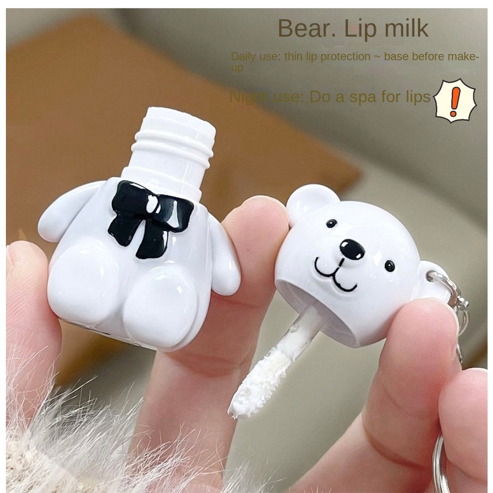 Cute Little Bear Lip Balm Nourish Moisturize Water Replenishing Key Chain Portable Lip Protection