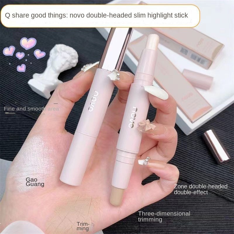 NOVO Double Head Contouring Highlight Stick Brighten Concealer Repair Face Shadow Nose Shadow Highlight Contouring Pen