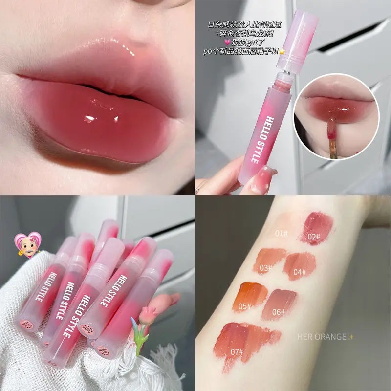 Hello Style Pink Lip Gloss Mirror Surface Lasting Moisturize Moisturizing Water Proof Lipstick