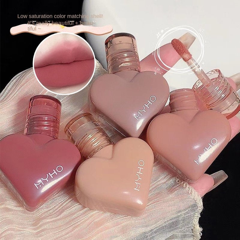 MyHo Heart -shaped Lipstick Velvet Matte Water Proof Not Sticking Cup Not Easy To Fade Heart -shaped Lip Gloss