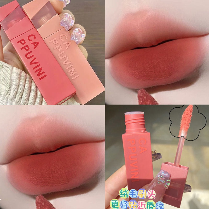 Cappuvini Lip Gloss Velvet Matte Water Proof Lasting Not Easy To Fade Red-brown Lipstick