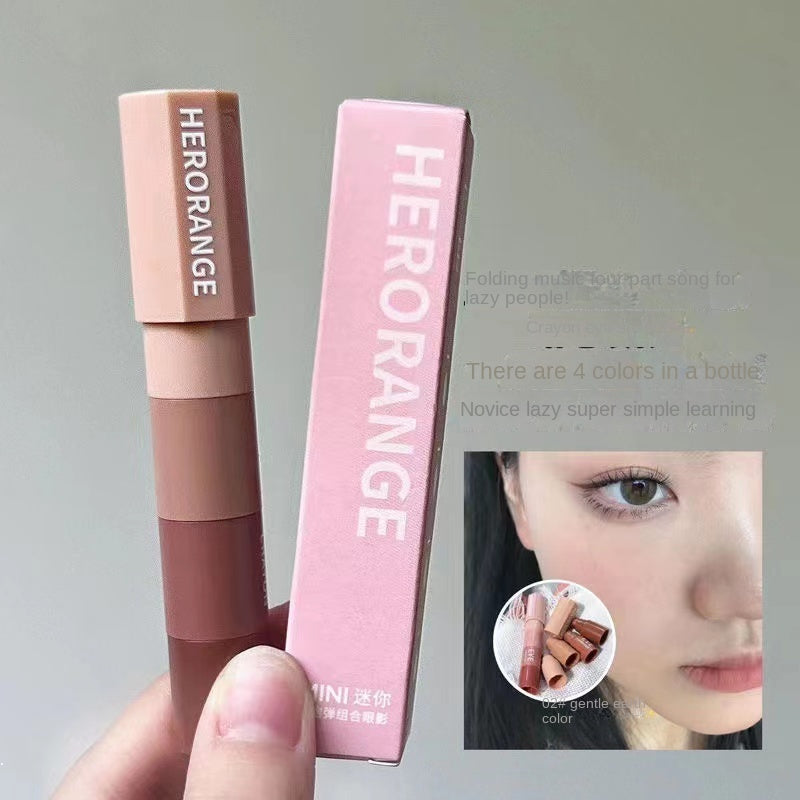 HERORANGE Eye Shadow Pencil Lying Silkworm Highlight Earth Tones Pearlescent Matte Water Proof Lasting Fine Flash Four-color Lazy Eye Shadow Stick