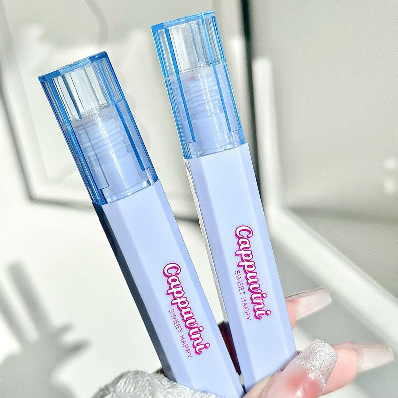 Cappuvini Lip Gloss Blue Square Tube Mirror Surface Moisturize Moisturizing Water Proof Lasting Not Easy To Fade Lipstick