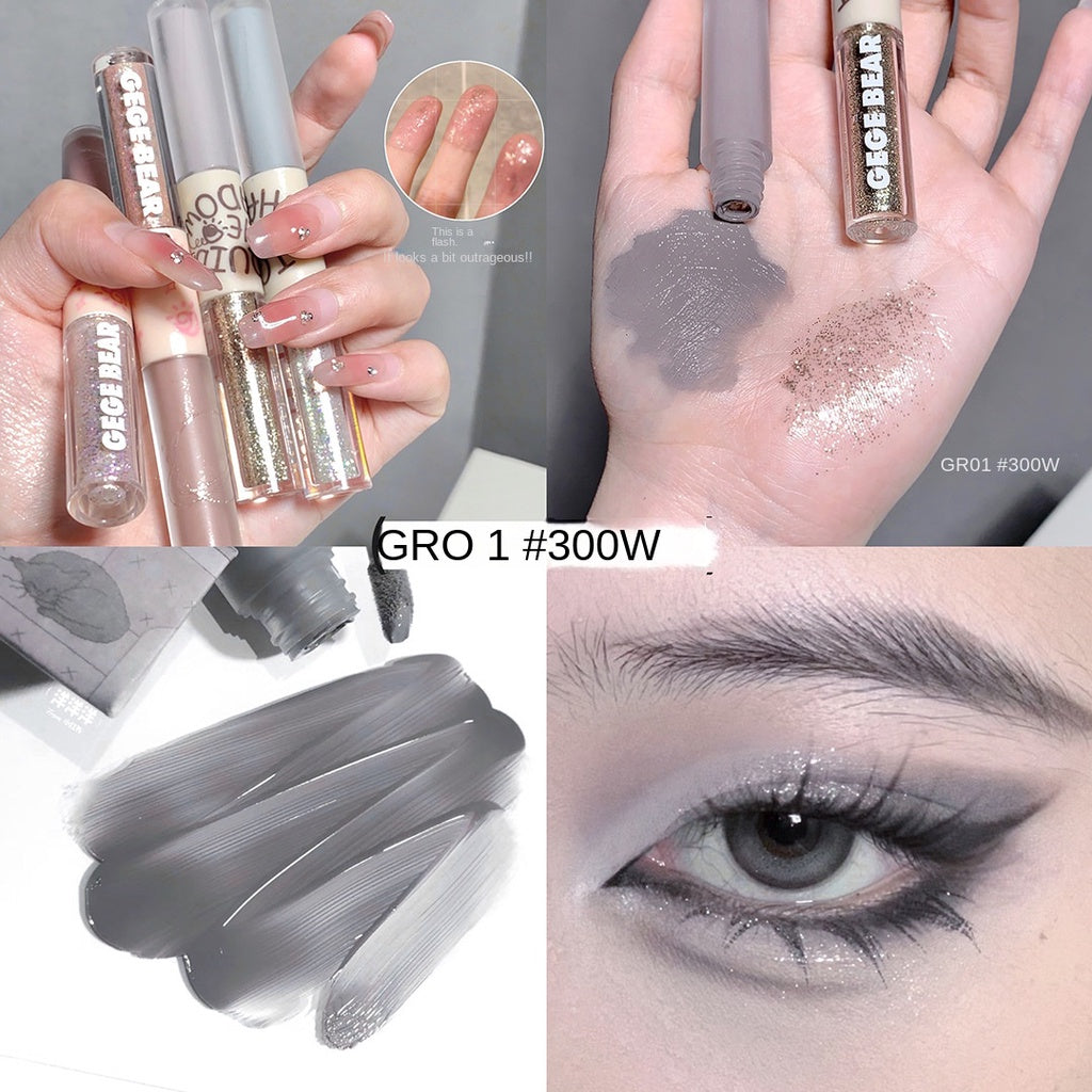 Gege Bear Liquid Eye Shadow Double Head Glittering Brighten Pearlescent Sequins Matte Water Proof Moisturize Eye Shadow Stick