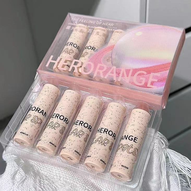 HERORANGE Five Lip Gloss Set Matte Water Proof Lasting Nature Not Easy To Fade Lipstick Gift Box