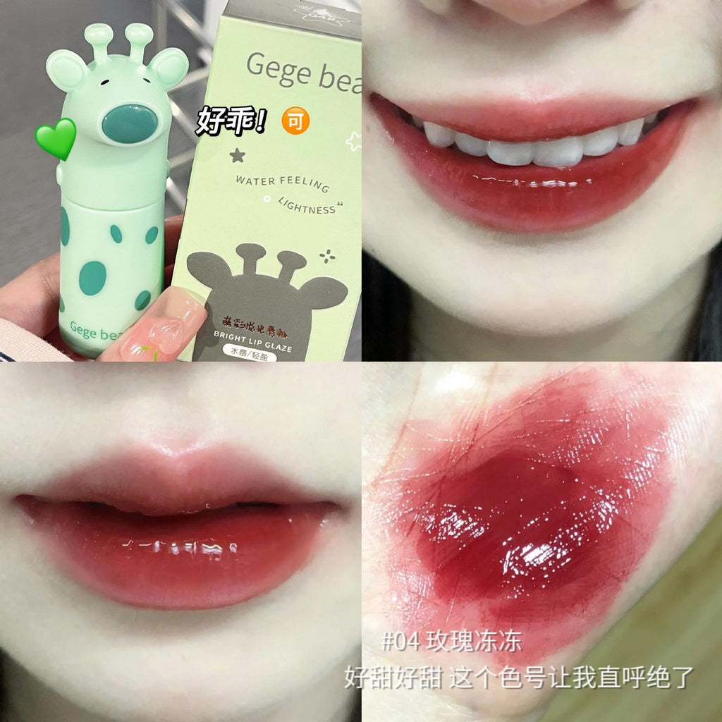 Gege Bear Cute Little Monster Lip Gloss Mirror Surface Moisturize Moisturizing Water Proof Not Easy To Fade Lasting Nature Lipstick