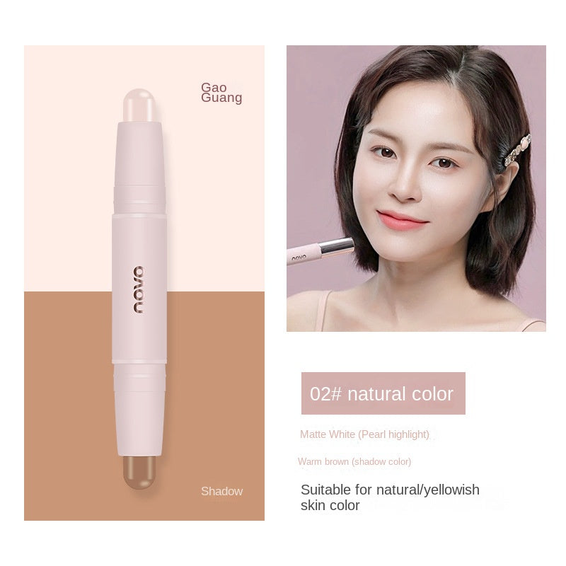 NOVO Double Head Contouring Highlight Stick Brighten Concealer Repair Face Shadow Nose Shadow Highlight Contouring Pen