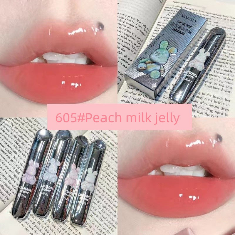 Silver Bear Lip Gloss Mirror Surface Moisturize Moisturizing Water Proof Lipstick