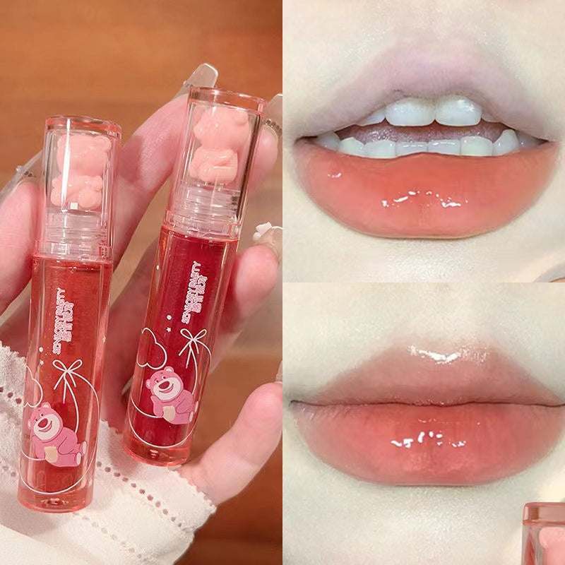 Cute Bear Mirror Surface Lip Gloss Berry Bear Moisturize Water Proof Lipstick