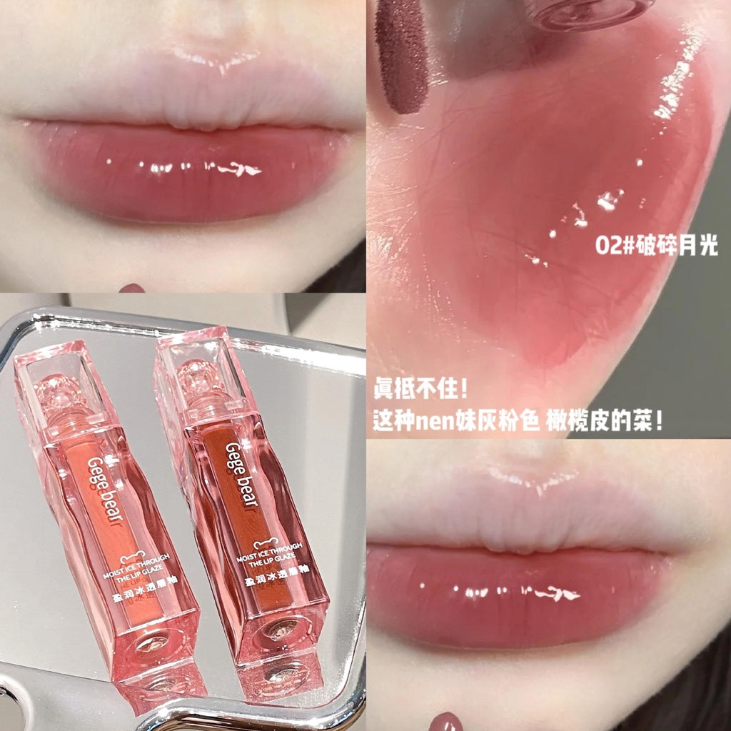 Cute and Transparent Bear Lip Gloss Mirror Surface Moisturize Moisturizing Water Proof Lasting Not Easy To Fade Lipstick