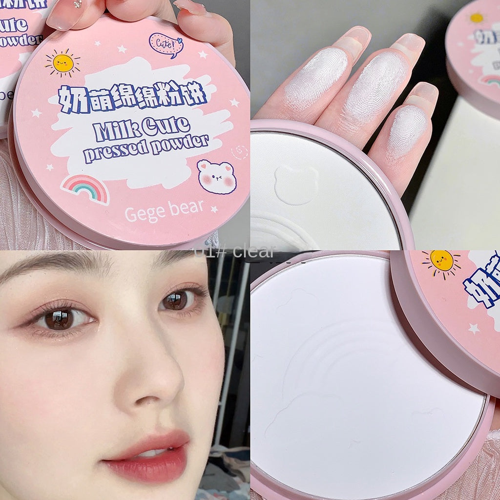 Gege Bear Cute Bear Pressed Powder Water Proof Concealer Moisturizing Makeup Setting Powder Nature Lasting Durable Powder