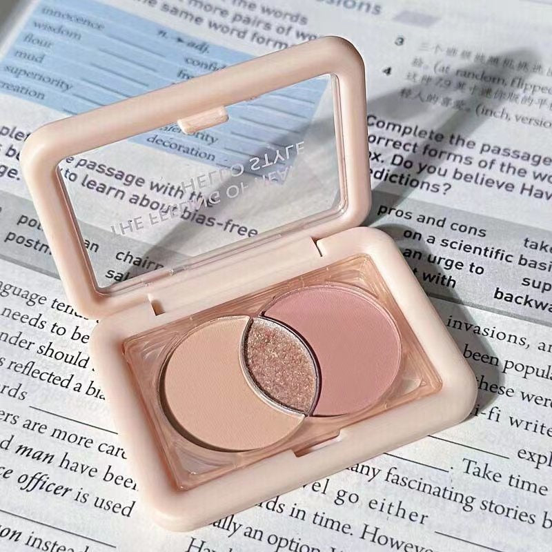 Hello Style Small Square Box Three -color Eye Shadow Plate Pearlescent Sparkling Matte Water Proof Rose Disk Eye Shadow