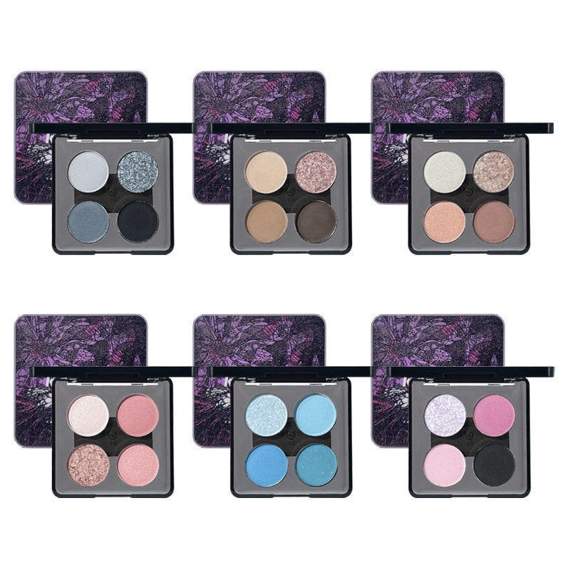 Kobeleen Lace Four -color Eye Shadow Palette Pearlescent Matte Water Proof Glittering High -level Eye Makeup Eye Shadow