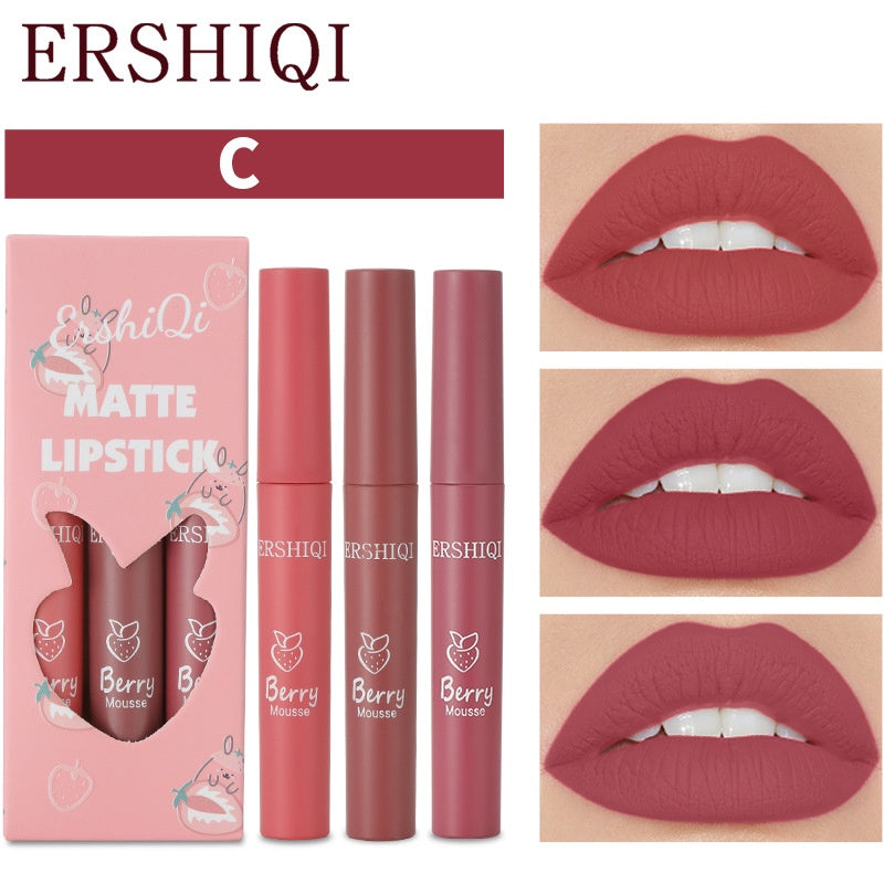 Ershi Qi Lip Gloss Matte Waterproof Not Easy To Fade Lasting Moisturizing Liquid Lipstick