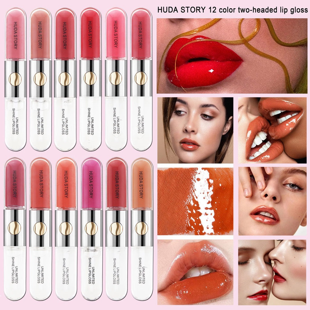 Double Head Lip Gloss Lip Oil Moisturize Moisturizing Water Proof Lasting Lipstick