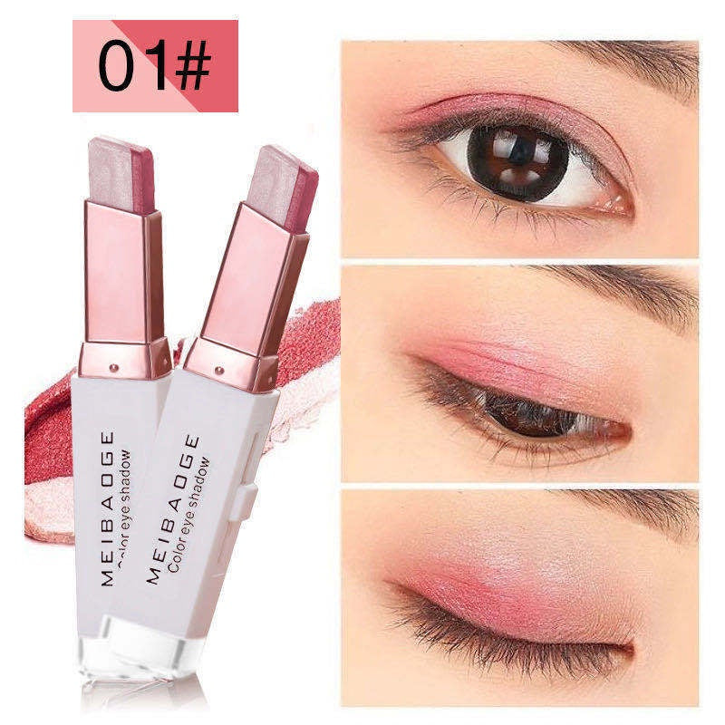 MEIBAOGE Dual -color Eye Shadow Stick Makeup Eye Shadow Pearlescent  Matte Water Proof Lasting Eye Shadow