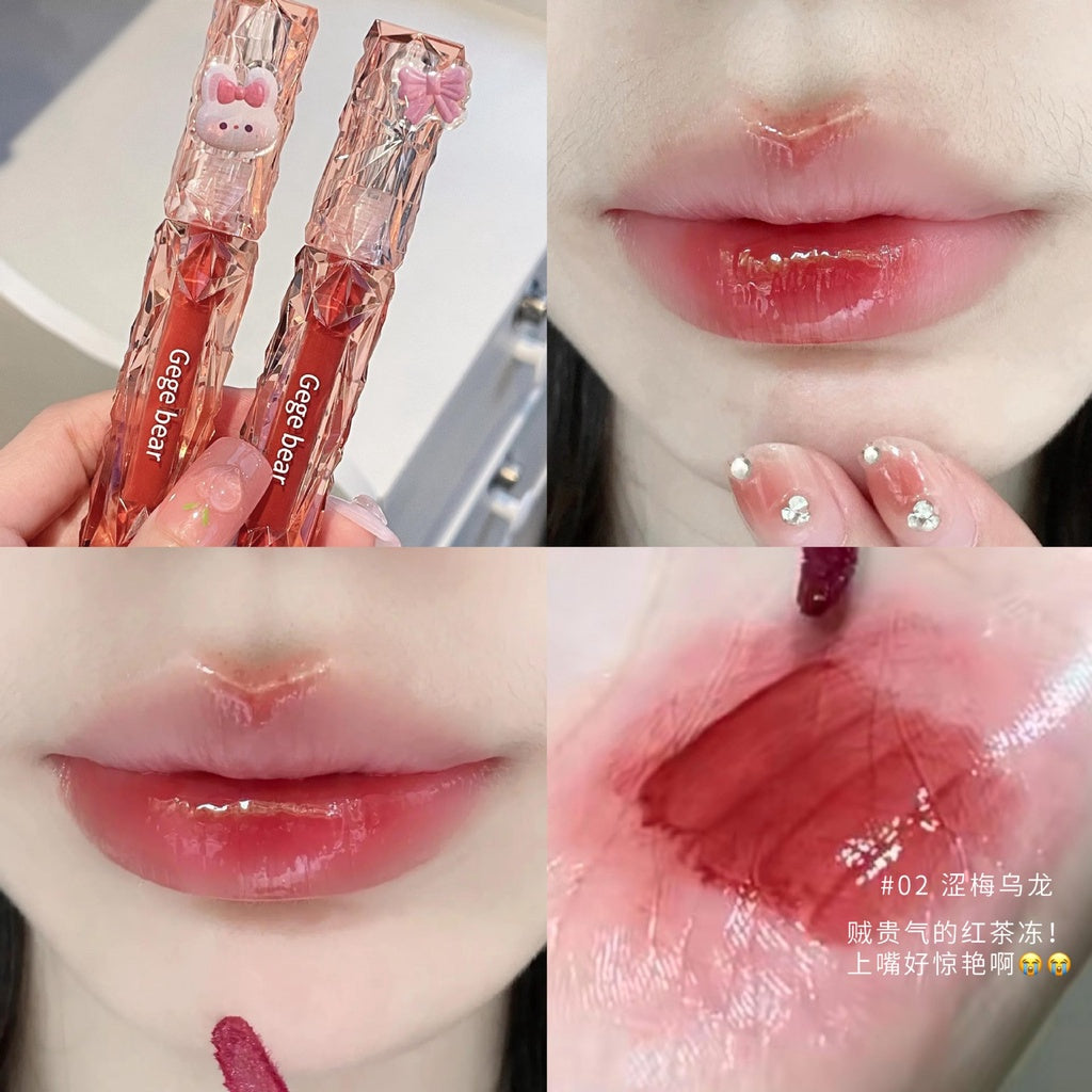 Gege Bear Mirror Surface Lip Gloss Moisturize Water Proof Not Easy To Fade Lasting Lipstick