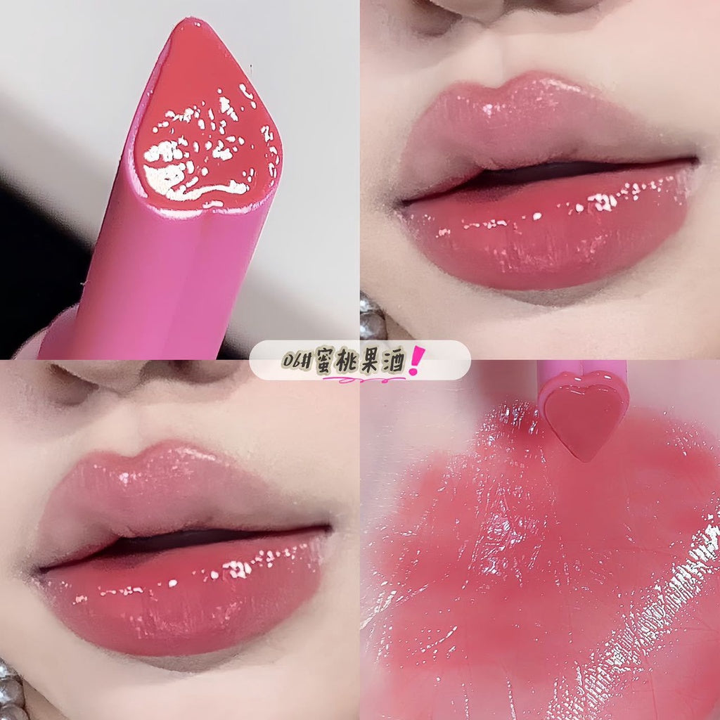 SWEET MINT Heart -shaped Lipstick Mirror Surface Moisturize Moisturizing Water Proof Lasting Not Easy To Fade Lip Gloss