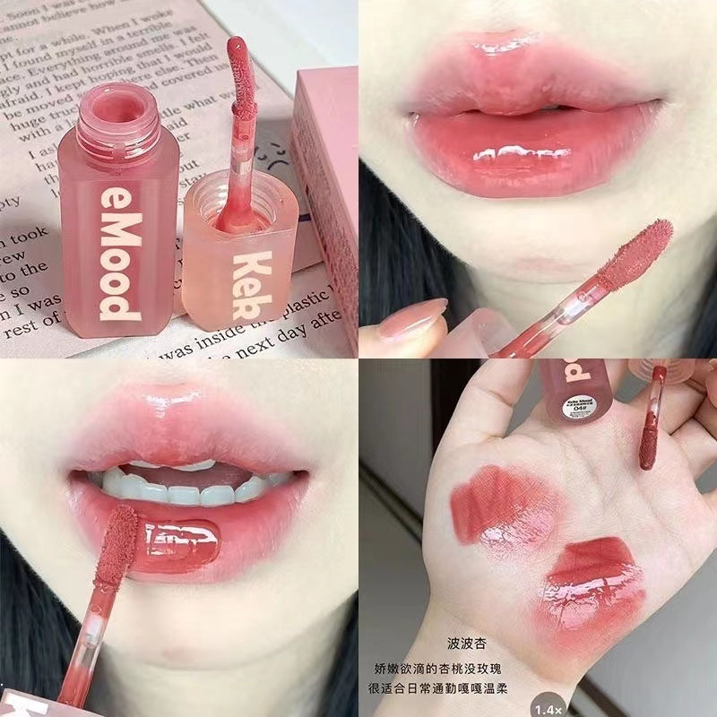 Kekemood Lip Gloss Square Tube Mirror Surface Moisturize Moisturizing Water Proof Lasting Lipstick