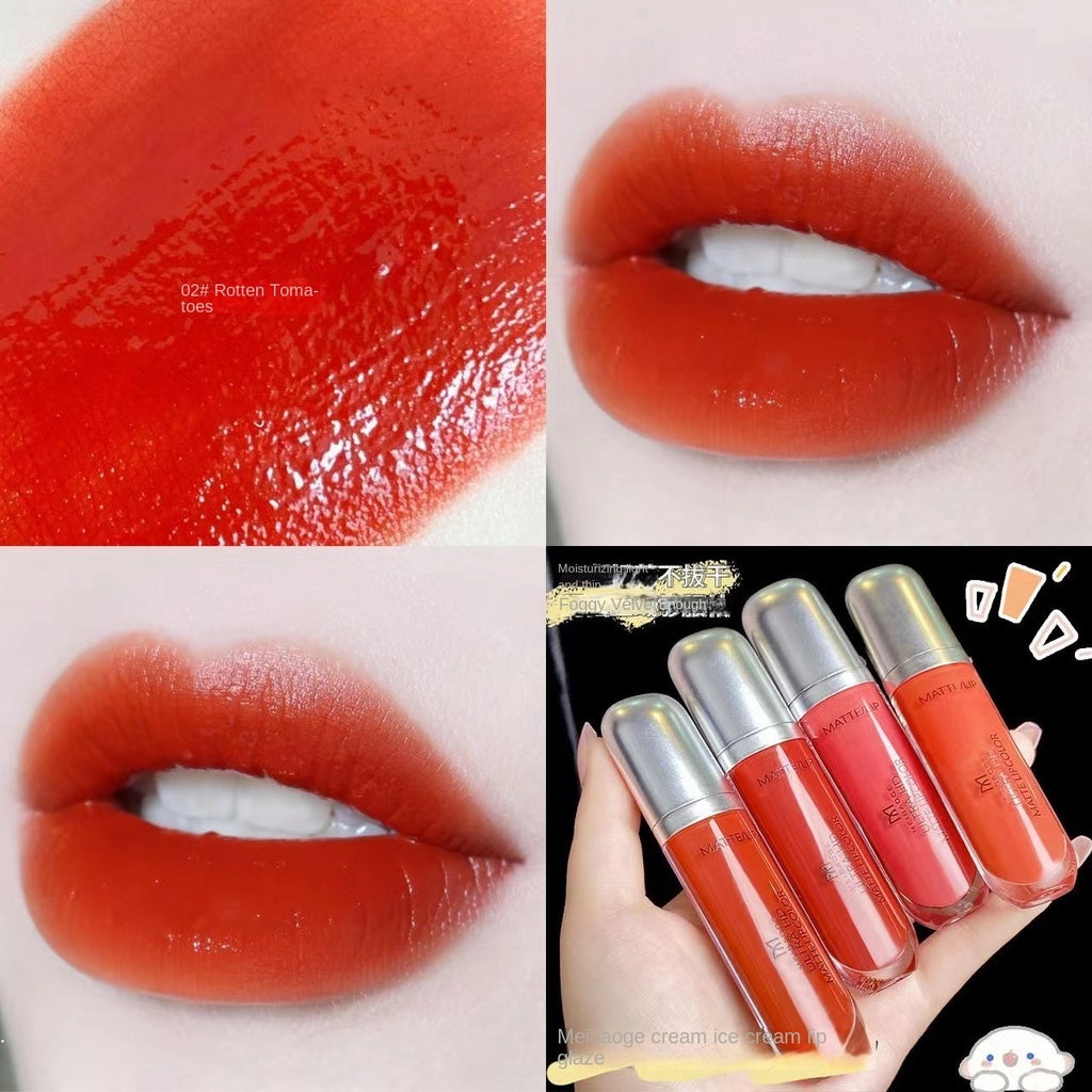 Ice Cream Lip Gloss Matte Velvet Moisturizing Water Proof Lasting Lipstick