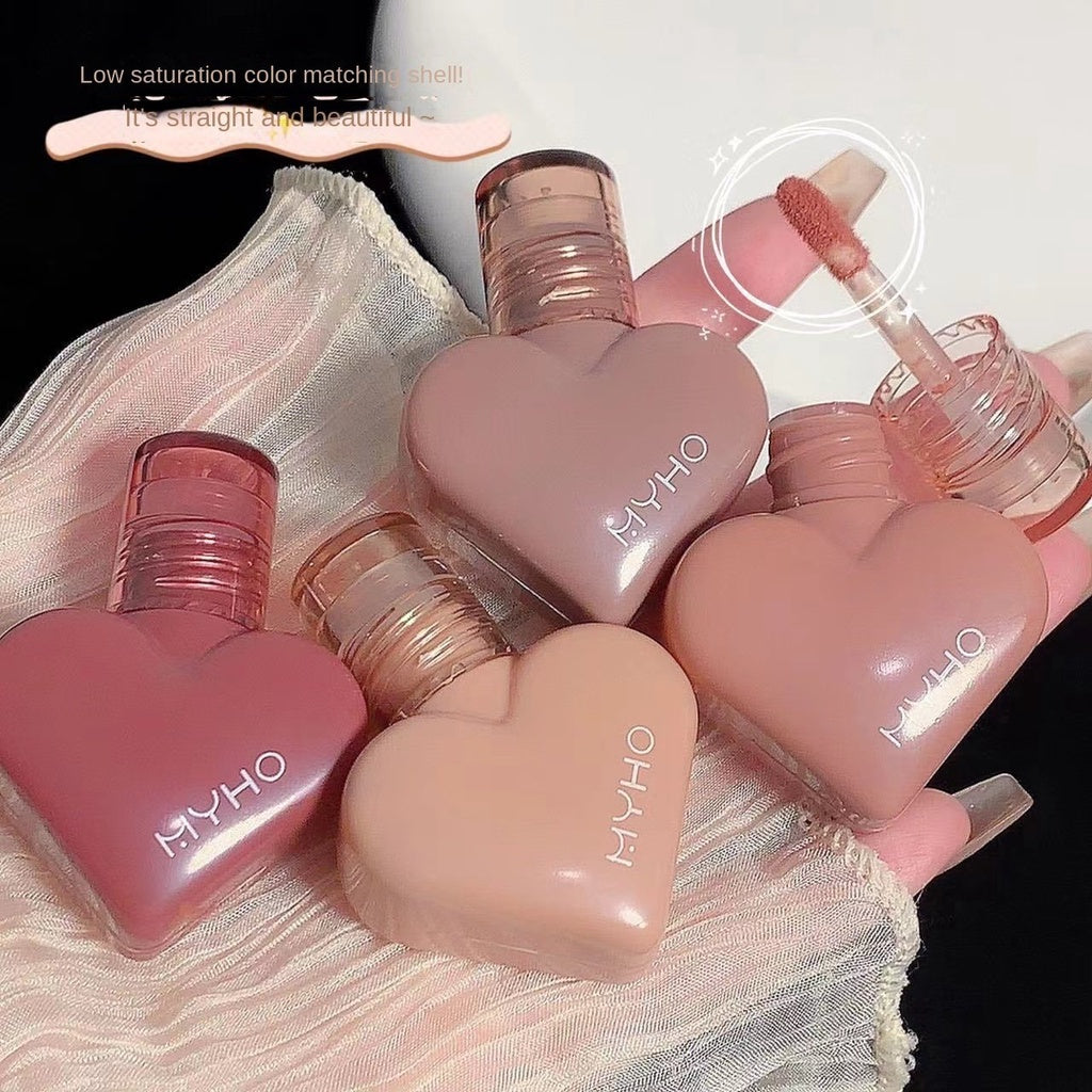 MyHo Heart -shaped Lipstick Velvet Matte Water Proof Not Sticking Cup Not Easy To Fade Heart -shaped Lip Gloss