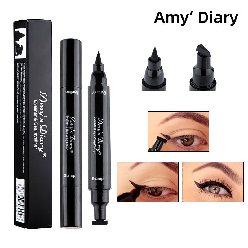 Eyeliner Double Head Triangle Water Proof Quick Drying Novice Portable Eye Makeup Liquid Eyeliner