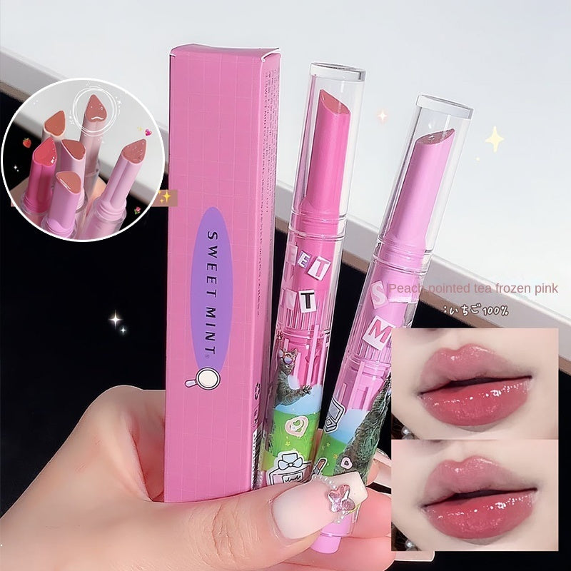 SWEET MINT Heart -shaped Lipstick Mirror Surface Moisturize Moisturizing Water Proof Lasting Not Easy To Fade Lip Gloss