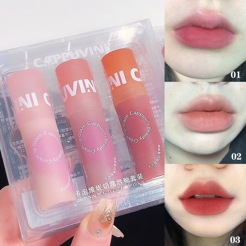 Cappuvini Cream Lip Mud Set Matte Lip Glaze Velvet Makeup Lip Gloss Lipstick