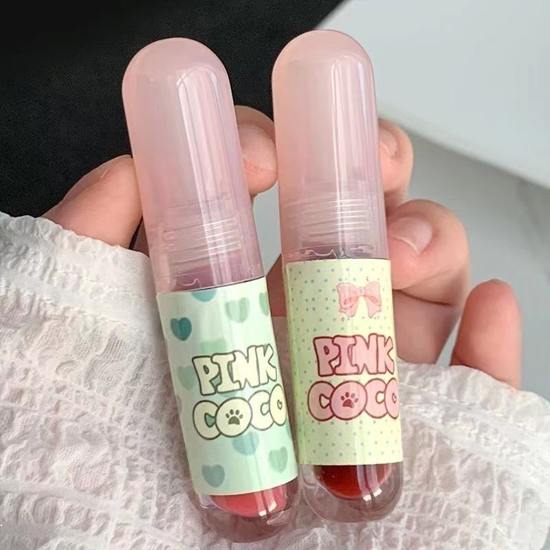 Pinkcoco Lip Gloss Cute Small Round Tube Matte Water Proof Lasting Nature Lipstick