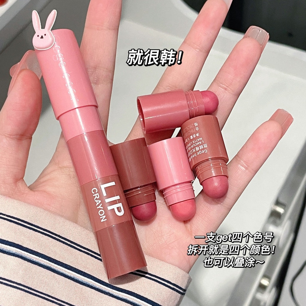 GEGE BEAR Crayon Lipstick Four-color A Multi -colored Velvet Matte Water Proof Lip Gloss Makeup