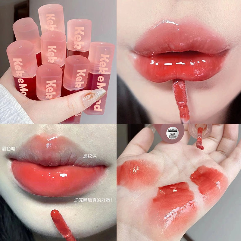 Kekemood Lip Gloss Square Tube Mirror Surface Moisturize Moisturizing Water Proof Lasting Lipstick