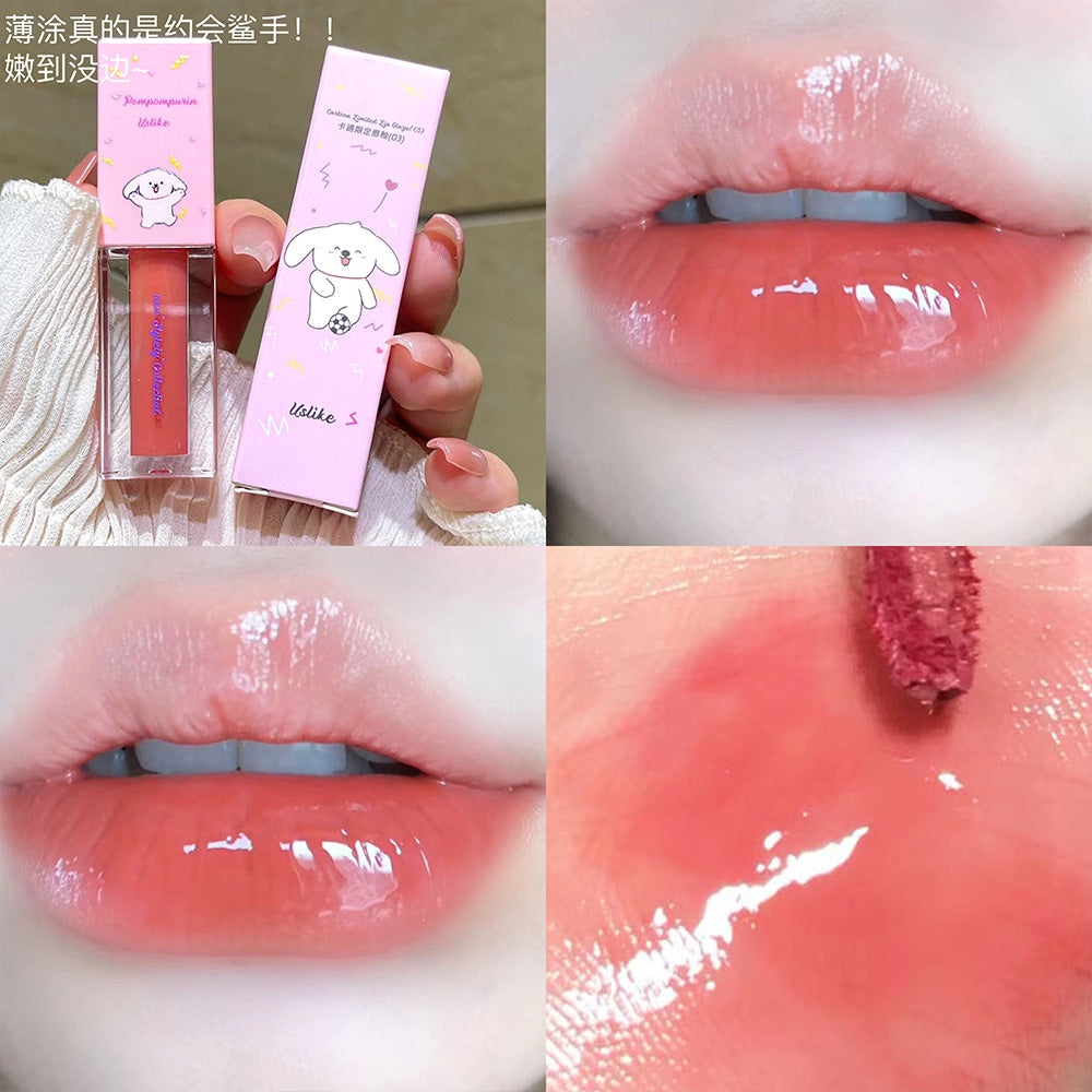 USLIKE Cartoon Lip Gloss Moisturize Moisturizing Nature Mirror Surface Lasting Not Easy To Fade Lip Gloss Lipstick