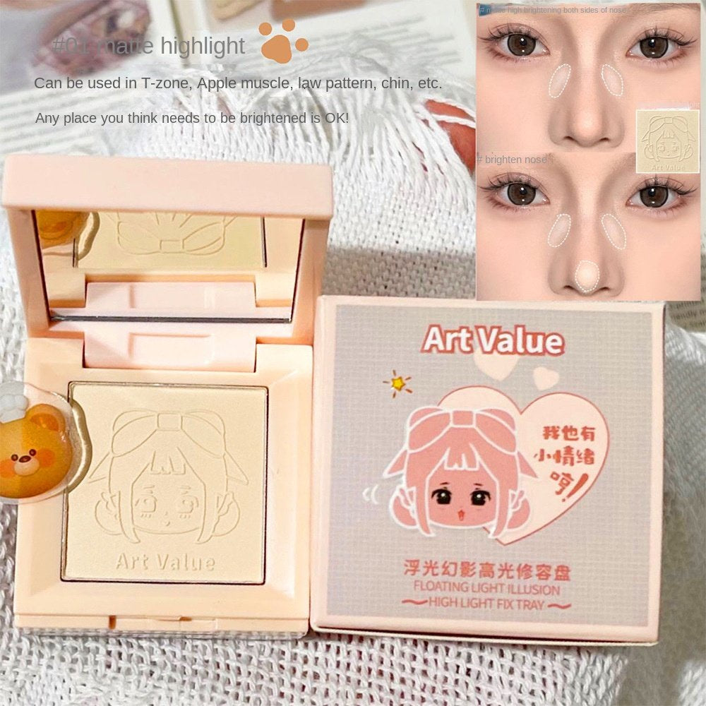 Art Value Cute Little Box Highlight Contouring Blush A Box of Four Layers Matte Water Proof Nature Lasting Blush Palette