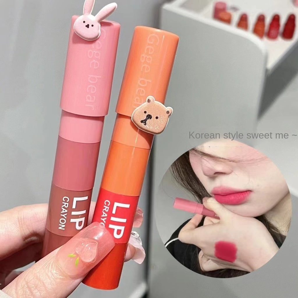 GEGE BEAR Crayon Lipstick Four-color A Multi -colored Velvet Matte Water Proof Lip Gloss Makeup