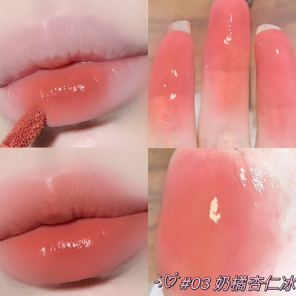 Cappuvini Lip Gloss Mirror Surface Purple Circular Tube Lip Glaze Moisturize Moisturizing Water Proof Lipstick